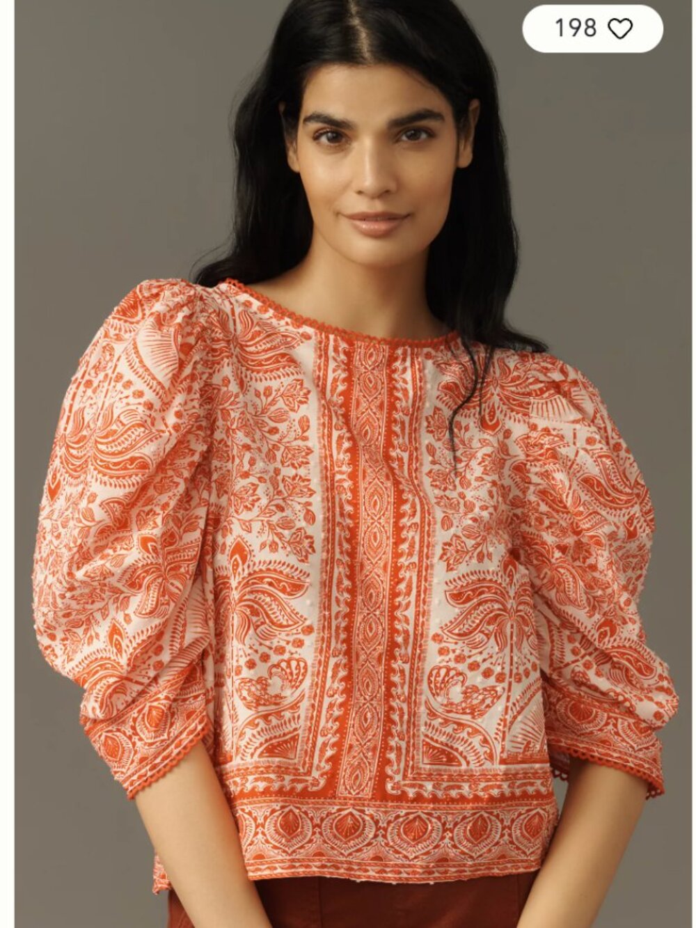 FARM Rio River Ride Puff Sleeve Cotton Top